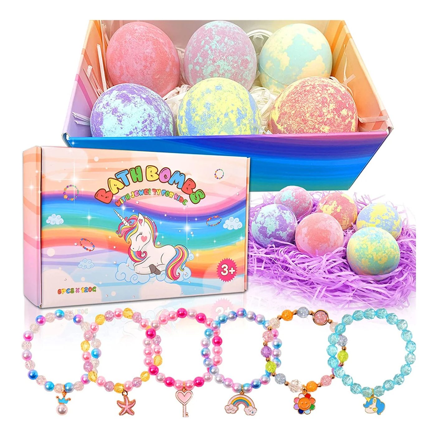 Private Label Unicorn Bath Bombs with Surprise Bracelet for Kids