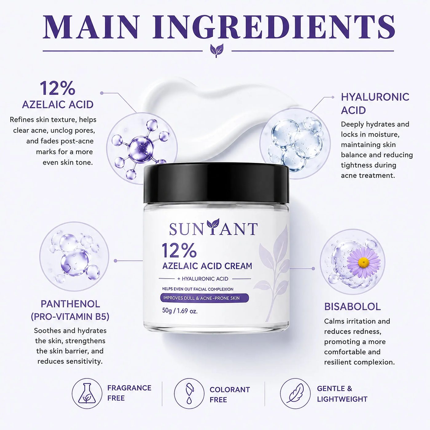 Private Label 12% Azelaic Acid Face Cream for Skin Repair