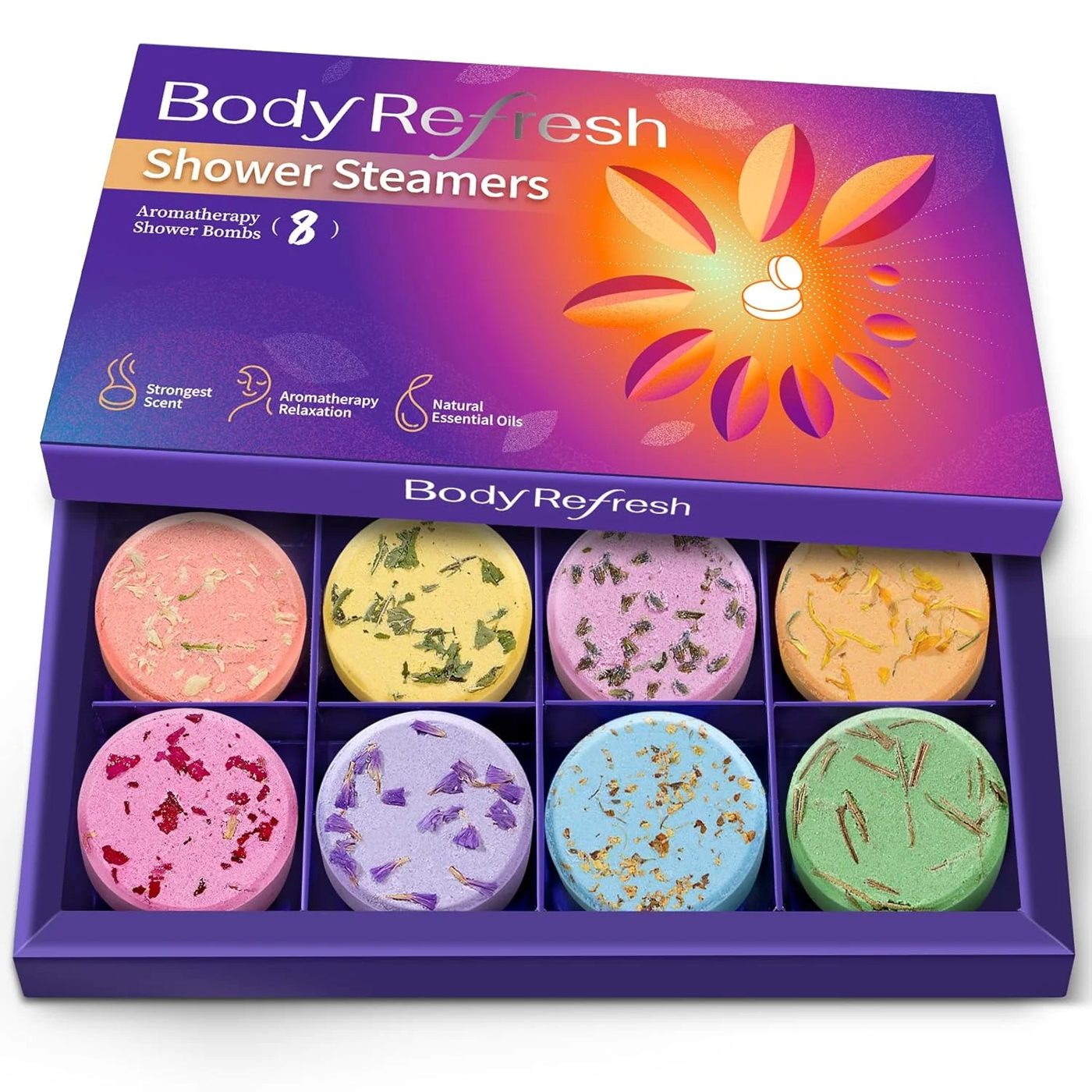 Private Label Natural Aromatherapy Shower Steamers Tablets - 8 Pack with Essential Oils